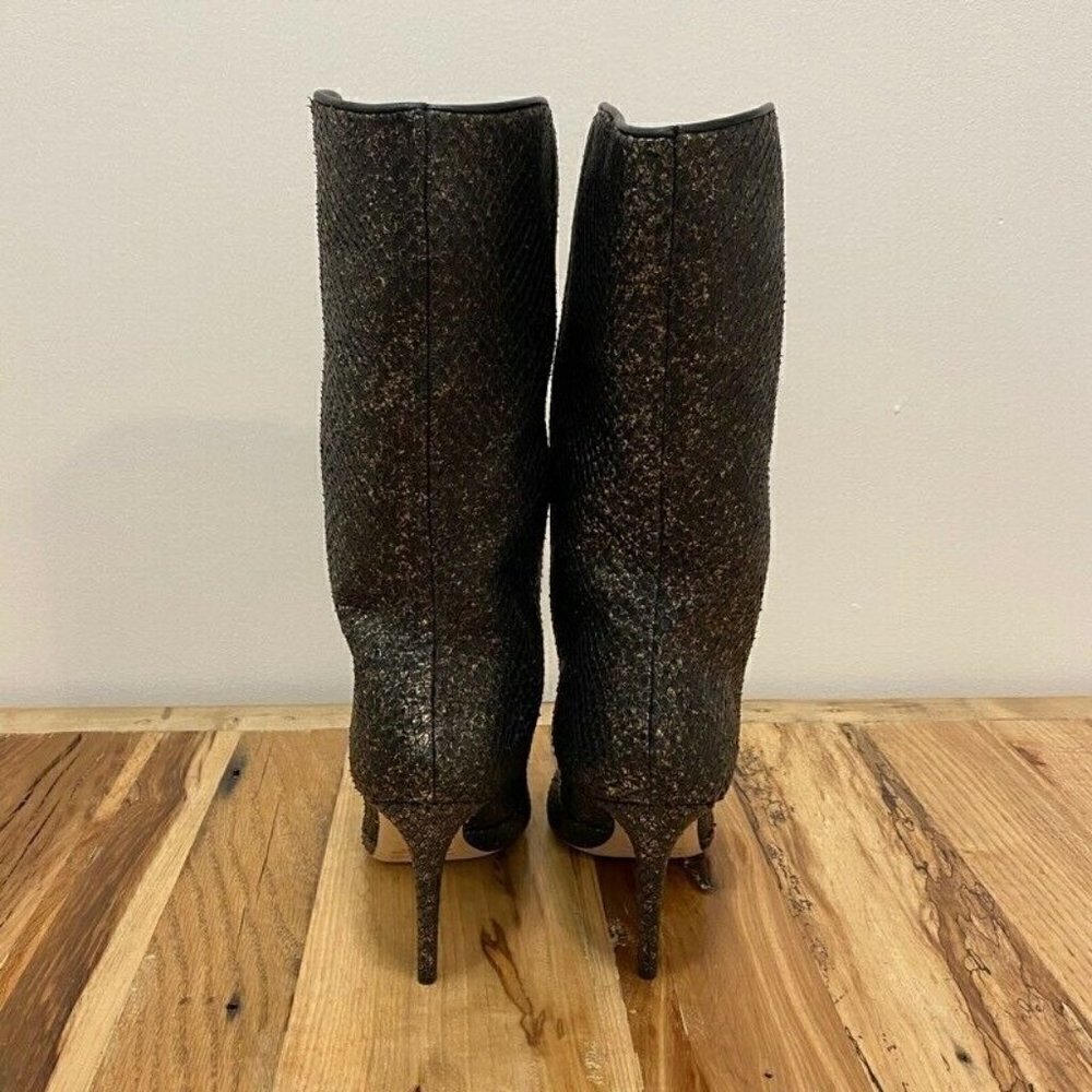 Cavallini Italy Heel Boots Black Snakeskin 7 NEW - Picture 7 of 10